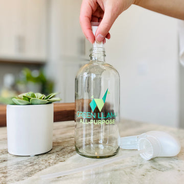 Start by dropping our Green Llama refill pod into the bottle. This pod contains the concentrated cleaning solution.