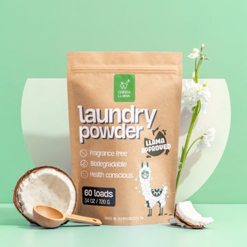 Green Llama Laundry Powder - Fragrance free, biodegradable, health conscious, 60 loads, 34 oz / 720 g