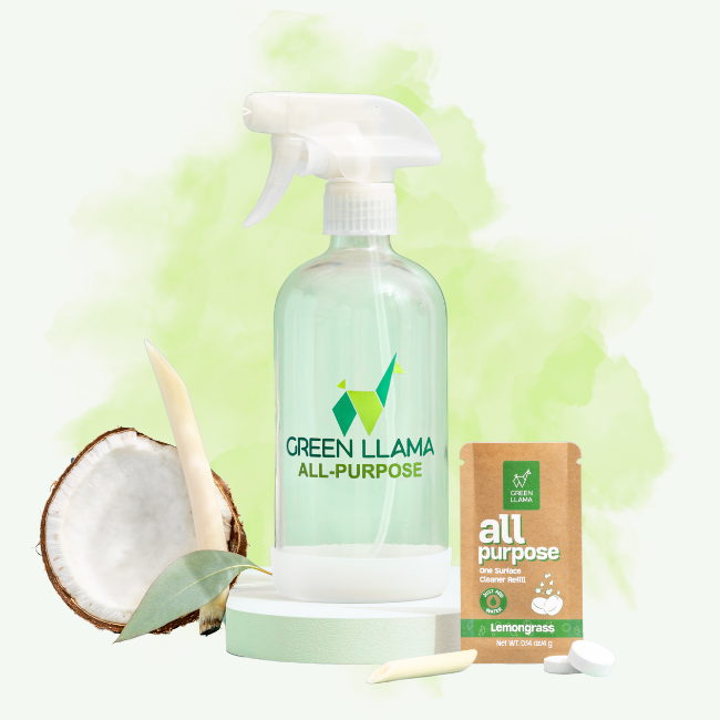 Green Llama Non- toxic. All-Purpose cleaner in Spary Glass bottle. 100% biodegradable 