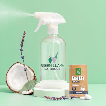 Bathroom Spray Glass Bottle Cleaning Kit with Lavender Essence