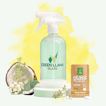 Green Llama Non- toxic Glass, Mirror and Window cleaner in Spary Glass bottle. 100% biodegradable 